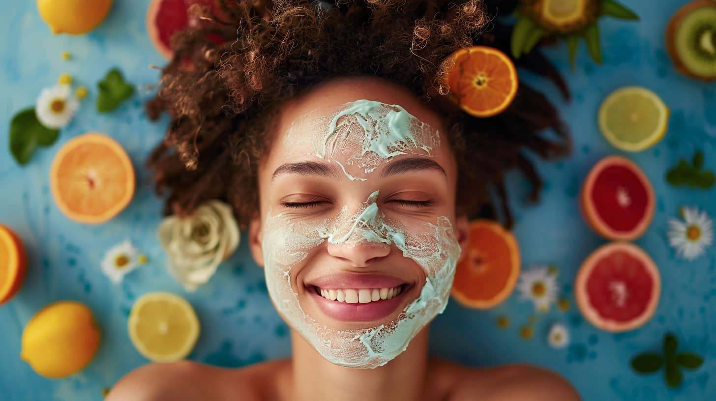 une femme nord africaine avec un soin collagène sur son visage